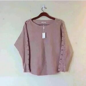 VILA MILANO Blush Sweater Pink  Studded Sleeve